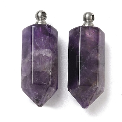 Natural Amethyst Perfume Bottle Pendants G-H332-09P-03-1