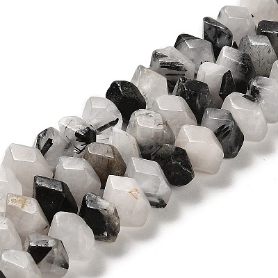 Natural Black Rutilated Quartz Beads Strands G-N327-05-01-1