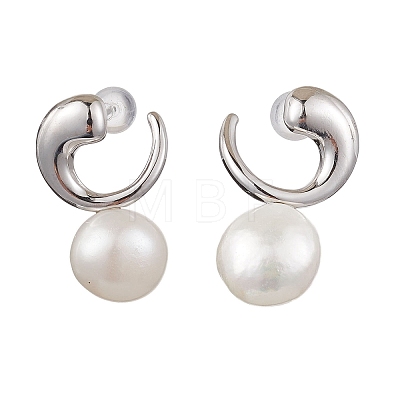 Natural Pearl Ear Studs EJEW-P286-53P-1