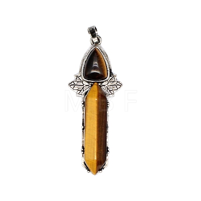 Natural Tiger Eye Pointed Big Pendants PW-WG9A7F3-03-1