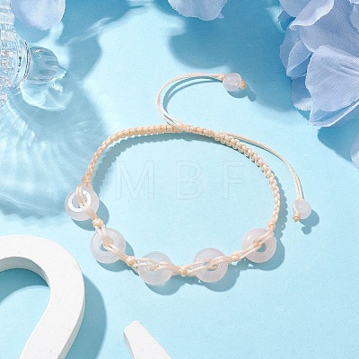 Natural Rose Quartz Rondelle Braided Bead Bracelets BJEW-TA00492-03-1