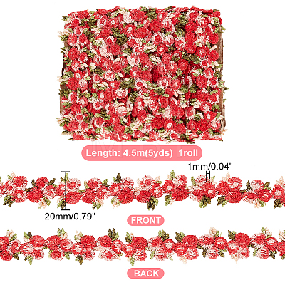   5Yards Flower Polyester Trim Ribbon OCOR-PH0001-97A-1
