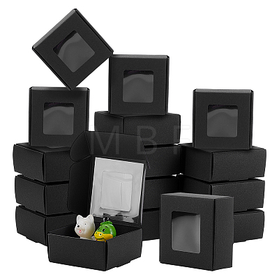 30Pcs Foldable Square Paper Storage Gift Boxes with Visible Window CON-PH0003-62C-1