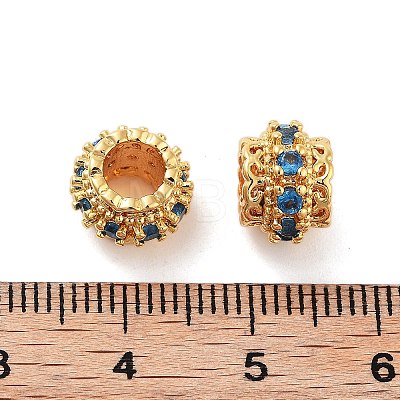 Column Brass Micro Pave Clear Cubic Zirconia Beads KK-S394-03B-1