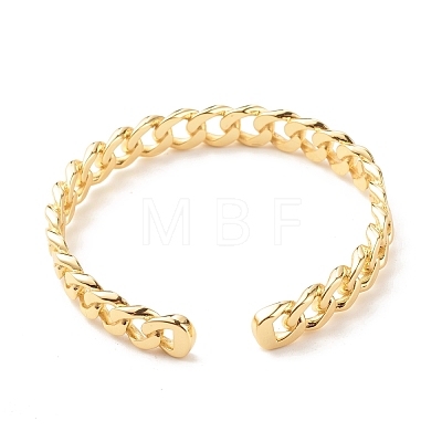 Brass Curb Chain Shape Open Cuff Bangle for Women BJEW-B054-38G-1