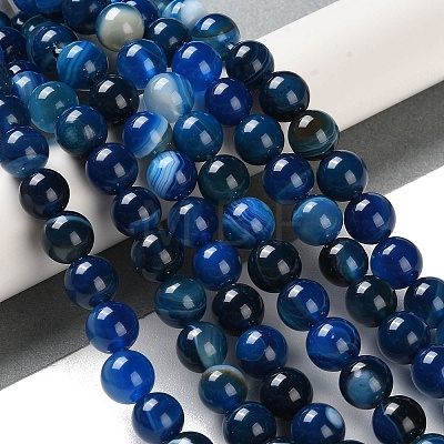 Natural Striped Agate/Banded Agate Beads Strands G-Z060-A01-B11-1