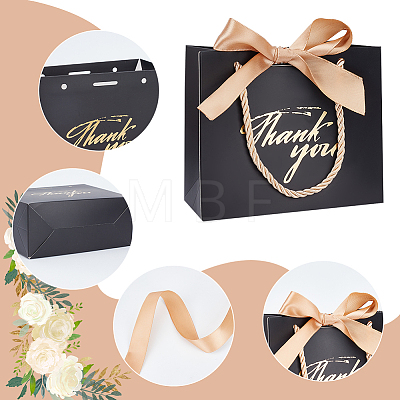 Rectangle Paper Wrapping Handle Bags with Ribbon CARB-WH0001-07C-1