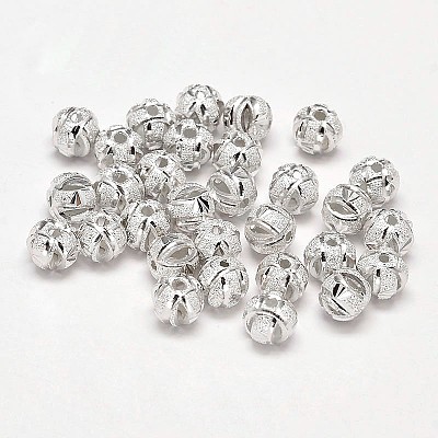 Fancy Cut Textured 925 Sterling Silver Round Beads STER-F012-06A-1