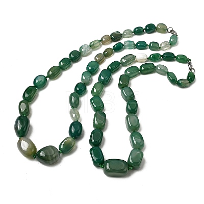 Dyed Natural Agate Cuboid Graduated Beaded Necklaces with Alloy Clasps NJEW-C113-01J-1