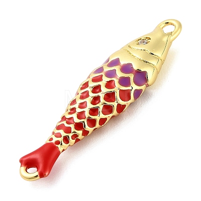 Brass Enamel Fish Connector Charms KK-H527-11G-03-1