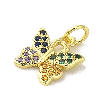 Real 18K Gold Plated Brass Pave Cubic Zirconia Pendants KK-M283-11G-02-1