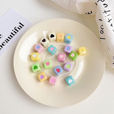 Opaque Colourful Acrylic Enamel Beads X-OACR-L001-03-1