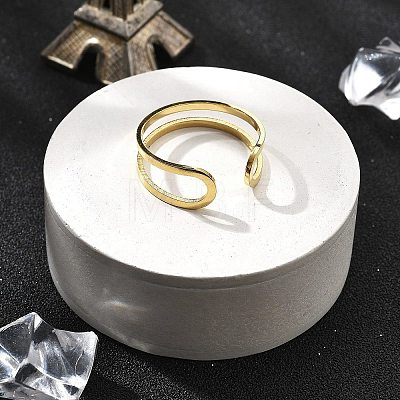 304 Stainless Steel Hollow Cuff Rings for Women RJEW-S395-01G-1