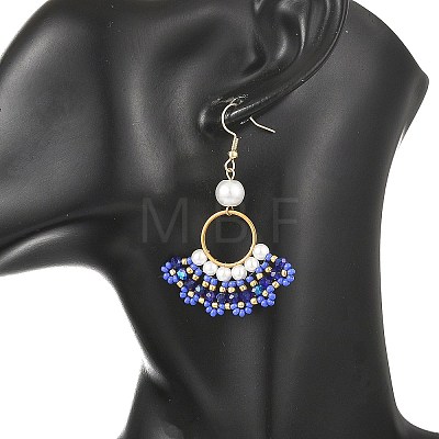 Glass Braided Beads Dangle Earrings EJEW-MZ00747-03-1