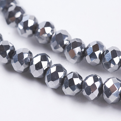 Faceted Rondelle Electroplate Glass Beads Strands X-EGLA-D009-27-1