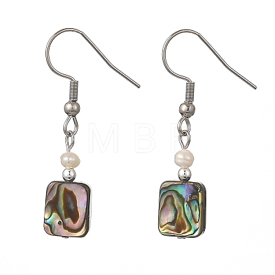 Paua Shell & Pearl Dangle Earrings EJEW-JE07289-1