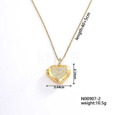 European and American Fashion Heart Shaped Brass Crystal Rhinestone Locket Pendant Necklaces CW4614-2-1