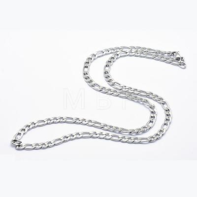 201 Stainless Steel Figaro Chain Necklaces STAS-G083-52P-1
