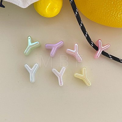 UV Plating Acrylic Alphabet Beads OACR-N163-42Y-1