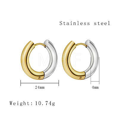 Two Tone 304 Stainless Steel Huggie Hoop Earrings for Women WQ4078-2-1