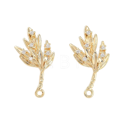 Brass Micro Pave Cubic Zirconia Stud Earring Findings KK-E107-11G-1