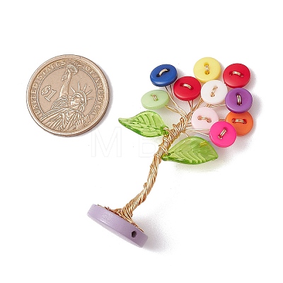 Resin Button Tree of Life Decorations AJEW-JF03414-02-1