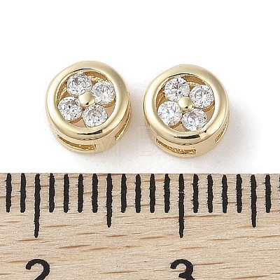 Brass Micro Pave Clear Cubic Zirconia Beads KK-G491-33G-1