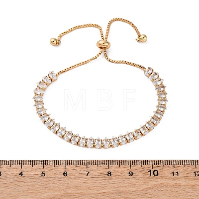 Brass Pave Clear Cubic Zirconia Horse Eye Box Chain Slider Bracelets BJEW-YWC0002-06B-G-1