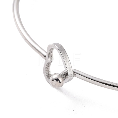 201 Stainless Steel Hollow Out Heart Bangle BJEW-P285-01P-1