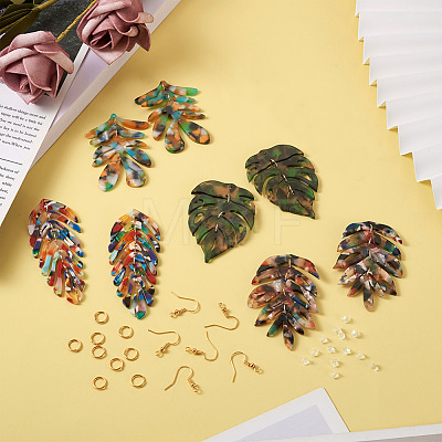 DIY Monstera Leaf Dangle Earring Making Kits DIY-BY0001-38-1
