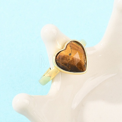 Natural Gemstone Finger Rings with Brass Findings G-H353-03G-1