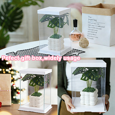 4 Sets Clear Plastic Packing Boxes with Paper Top and Bottom CON-GO0001-28A-1