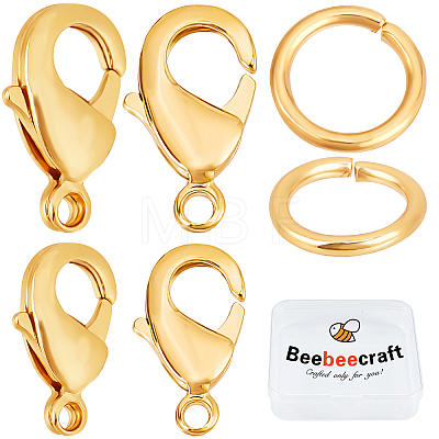 Beebeecraft 40Pcs 2 Style Brass Lobster Claw Clasps KK-BBC0001-15G-1