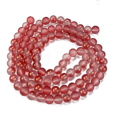 Frosted Transparent Glass Bead Strands X1-GLAA-P065-8mm-06-1