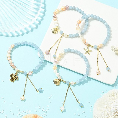 304 Stainless Steel/Alloy Charm Bracelets BJEW-JB13982-1