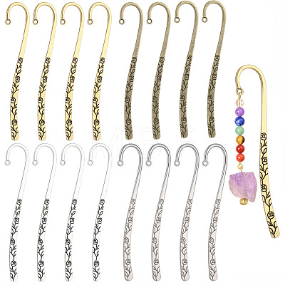 24Pcs 4 Styles Zinc Alloy Bookmark Findings FIND-PA0001-73-1