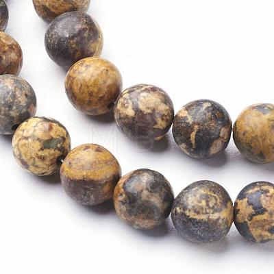 Natural Gemstone Leopard Skin Jasper Round Beads Strands G-A130-3mm-24-1