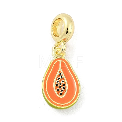 Brass Enamel Fruit European Dangle Charms KK-Z090-08G-09-1