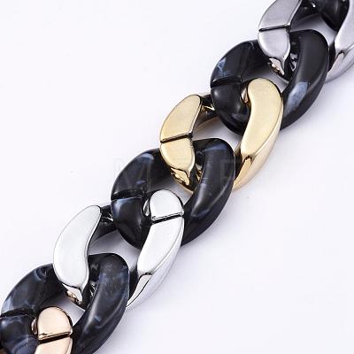 Imitation Gemstone Style Handmade Acrylic Curb Chains AJEW-JB00536-02-1
