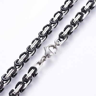 201 Stainless Steel Byzantine Chain Necklaces NJEW-O102-18PB-1