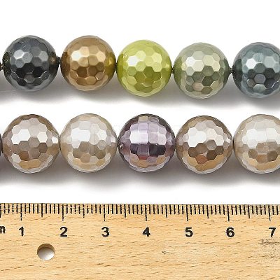 Faceted Round Shell Pearl Beads Strands BSHE-XCP0001-24A-02-1