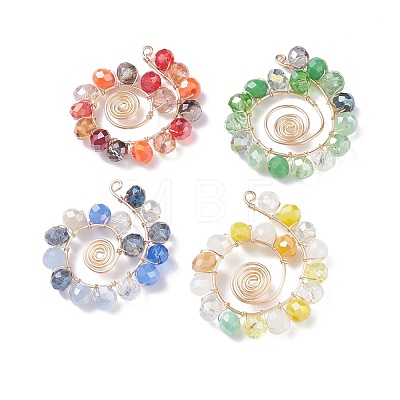 Electroplate Glass Beads Pendants PALLOY-JF01381-1