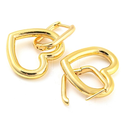Rack Plating Brass Heart Dangle Hoop Earrings EJEW-K245-32G-1