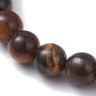Round Natural Tiger Eye & Dyed Malaysia Jade & Synthetic Turquoise Beads Stretch Bracelets for Women BJEW-JB12744-1