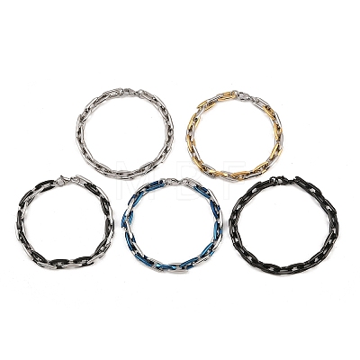 304 Stainless Steel Oval Link Chain Bracelets for Men Women BJEW-G766-06-1