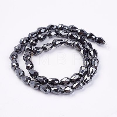 Non-magnetic Synthetic Hematite Beads Strands G-P262-15-6x9mm-1