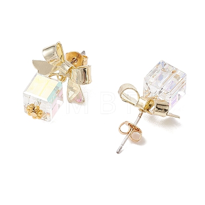 Alloy with Glass Dangle Stud Earrings EJEW-JE06117-1