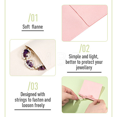 15Pcs 3 Colors Square Fiber Cloth Jewelry Pouches ABAG-TA0002-24-1