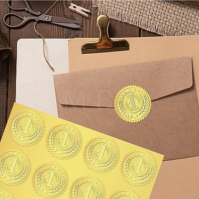 34 Sheets Self Adhesive Gold Foil Embossed Stickers DIY-WH0509-011-1