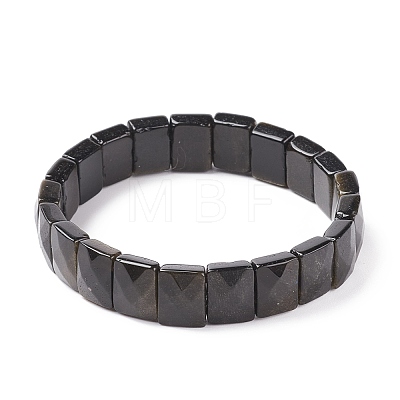 Natural Golden Sheen Obsidian Stretch Bracelets BJEW-F406-B18-1